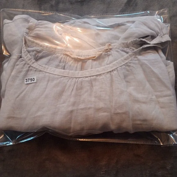 Soft Surroundings 100% Linen Top Blouse Shirt Womens Size XL Ivory Eyelet Sleeve - Picture 14 of 14